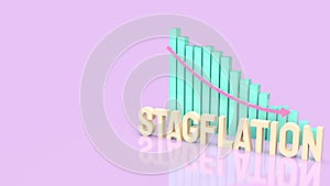 The stagflation text and chart for business concept 3d rendering