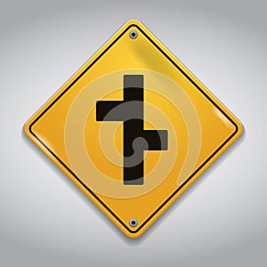 staggered intersection road sign. Vector illustration decorative design