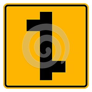 Staggered Junction Traffic Road Sign,Vector Illustration, Isolate On White Background Label. EPS10