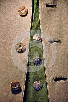 Staghorn buttons on men`s jacket