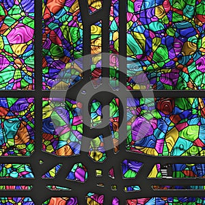 Stain- glass background wall. Abstract mosaic architecture. 3d illustration