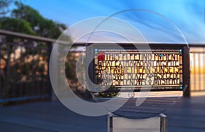 Stain Glass fence that overlooks the ocean at Browns Park at sunset in Laguna Beach