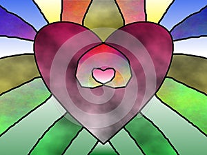 Stain glass heart in heart