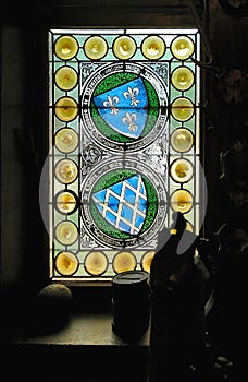 Stain glass window in Cochem Castle in Germany