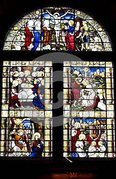 Stain Glass window of Kirk of St Nicholas church, Aberdeen, Scotland