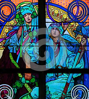 Stained Glass by Alphonse Mucha in Prague Cathedral