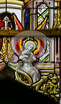 Stained Glass - Angel and a Celtic harp