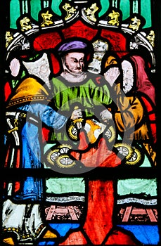 Stained Glass - Antisemitic legend of Jews stealing sacramental