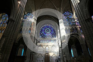 Stained glass of Basilique Saint-Denis in Paris