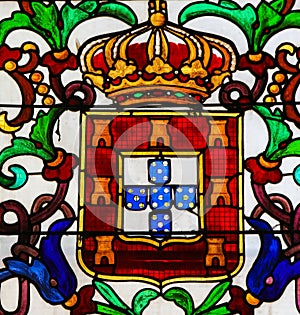 Stained Glass in Batalha Monastery - Coat of Arms of King John I