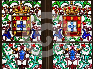 Stained Glass in Batalha Monastery - Coat of Arms of King John I