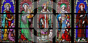 Stained Glass in Brussels Sablon Church - Catholic Saints