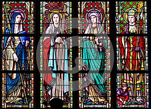 Stained Glass in Brussels Sablon Church - Catholic Saints