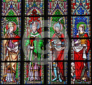 Stained Glass in Brussels Sablon Church - Catholic Saints