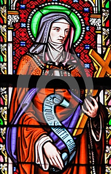 Stained Glass in Brussels Sablon Church - Saint Colette of Corbie