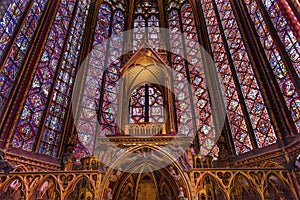 Stained Glass Cathedral Altar Arch Sainte Chapelle Paris France