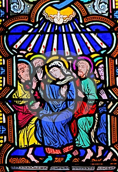 Mary and the Apostles at Pentecost - Stained Glass