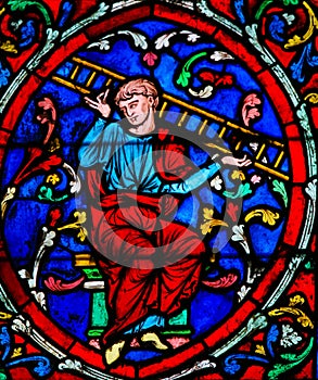 Stained Glass in Notre Dame, Paris of Jacob and His Ladder