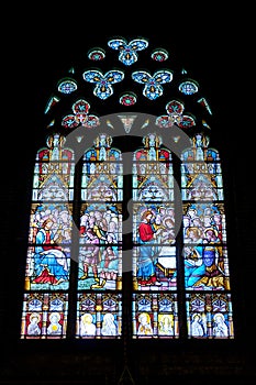 Stained glass cathedral window