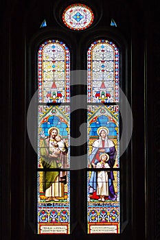 Stained glass - Catholic Church of Saints Cyril and Methodius - landmark attraction in Prague, Czech Republic