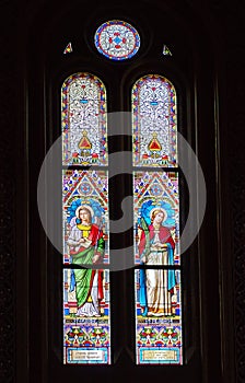 Stained glass - Catholic Church of Saints Cyril and Methodius - landmark attraction in Prague, Czech Republic