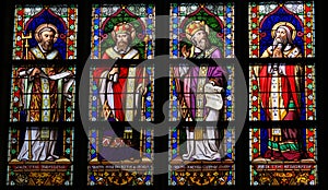 Stained Glass of Catholic Saints in Den Bosch Cathedral