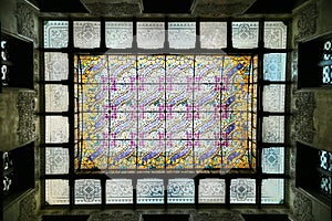 Stained glass ceiling in Barcelons