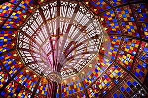 Stained glass ceiling dome in Old Louisiana State Capitol