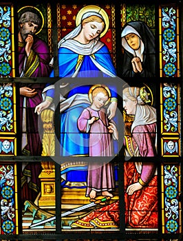 Stained glass - The child Jesus and Mary