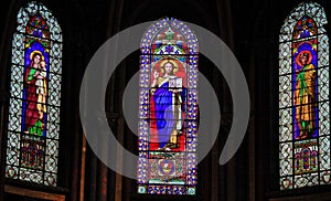 Stained Glass in Church of Saint Germain des Pres in Paris photo
