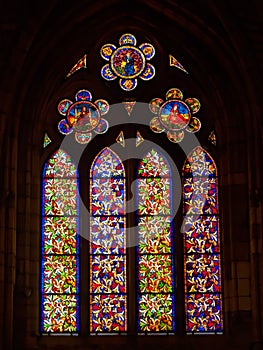 Stained glass church window - Leon photo