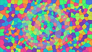 Stained glass colorful voronoi, vector eps abstract. Irregular cells background pattern. 2D Geometric shapes grid texture -
