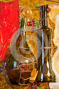 Stained glass composition of wine theme