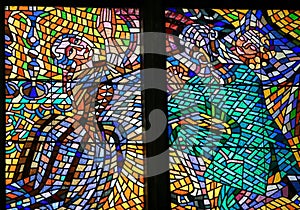 Stained Glass - Couple praying for their daughter