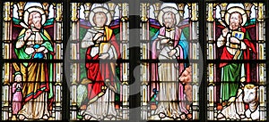 Stained Glass depicting the Four Evangelists