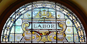 Stained glass, detail of legislative buildings.