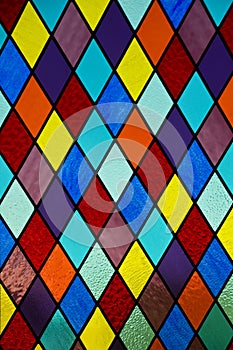 Stained glass with diamond pattern