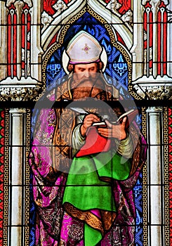 Stained Glass in the Dom of Cologne - Saint Augustine photo