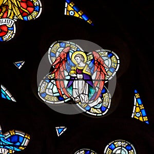 Stained Glass in Exeter Cathedral, West Window Tracery Light Close up I