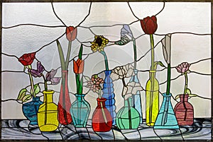 Stained Glass Flowers in Vases