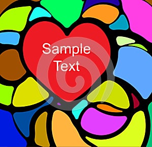 Stained glass with heart .