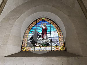 Stained glass inside the Expiatory Church photo