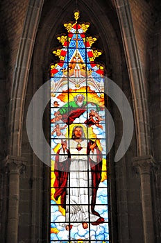 Stained glass and internal construction of church