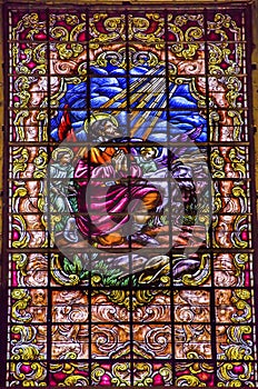 Stained Glass Jesus Basilica Santa Iglesia Collegiata Madrid Spain photo