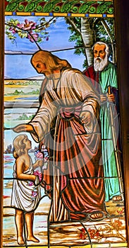 Stained Glass Jesus Children Temple of Belen Guanajuato Mexico photo