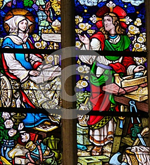 Stained Glass - Jesus Christ as a carpenter