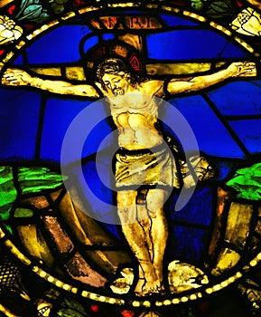 Stained glass with Jesus image