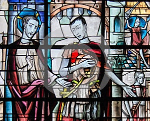 Stained Glass - Jesus and Pontius Pilate photo