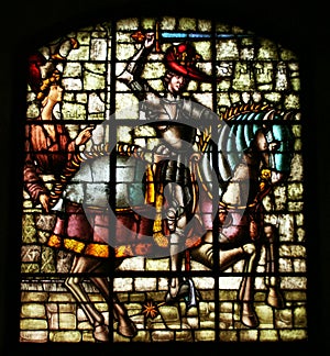 Stained glass of king Alfonso VIII of Castilla. photo