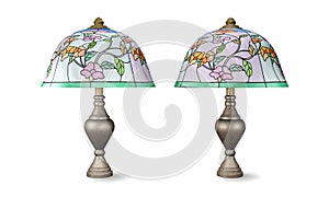 Stained glass lamp isolate on white background.